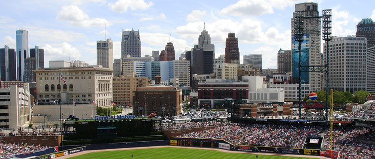 Skyline view of Detroit from the stadium