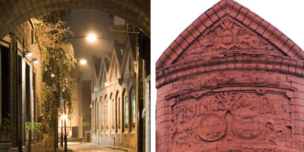 Two sites on the Ripper walk: Gunthrop Street and the Ye Frying Pan sign