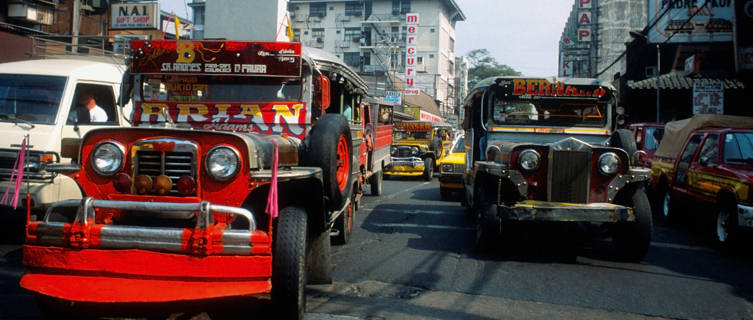 Bus on a crowded street, Manila, Philippines