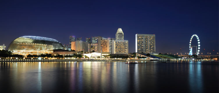 Singapore skyline at night. 