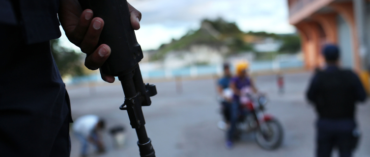 Armed police are omnipresent throughout San Pedro Sula