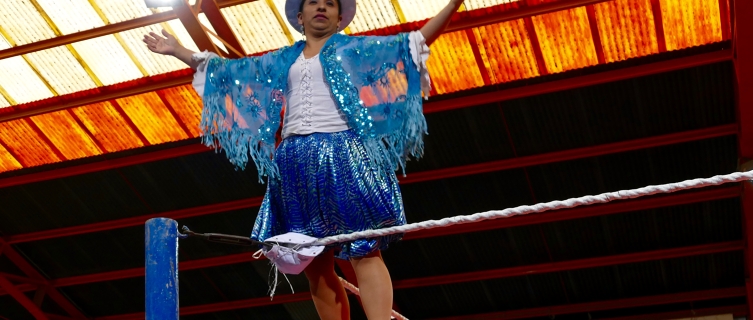 Cholita Marina after beating La Muerte (death)