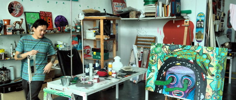 Donald Abraham shows us around his art studio