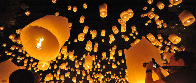 Releasing paper lanterns in Chiang Mai