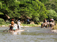 Bamboo rafting in Thailand