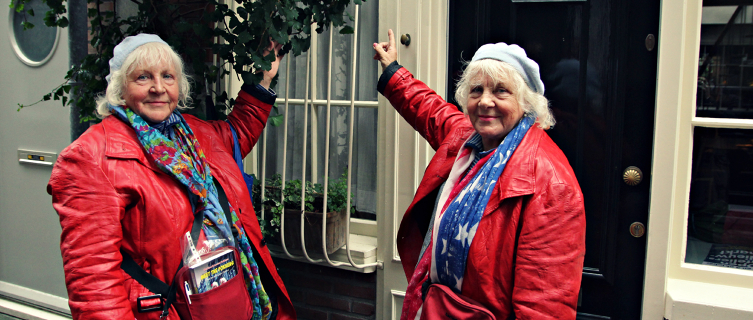 The Fokkens outside their first brothel, which is now a house