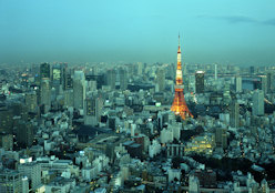 Tokyo Tower illuminated at night