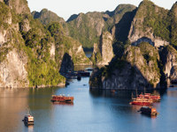 Halong Bay's mystical landscape of limestone islets