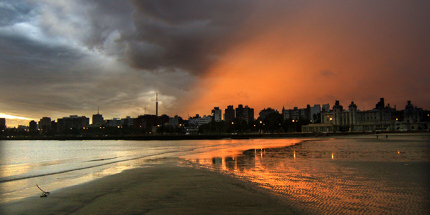 Sunset at Montevideo's beach