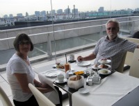 Tucking into breakfast inside the Reichstag