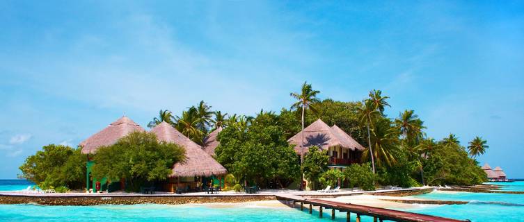 Beach huts in the Maldives