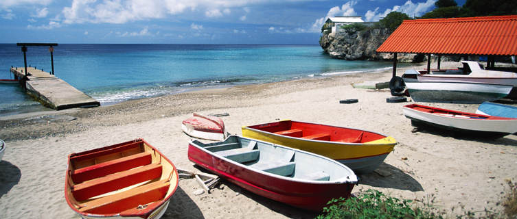 Boats on the beach, Curacao