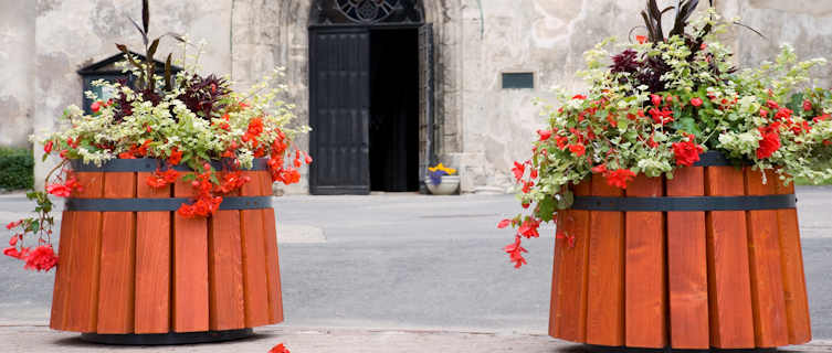 Church entrance in Cesis, Latvia