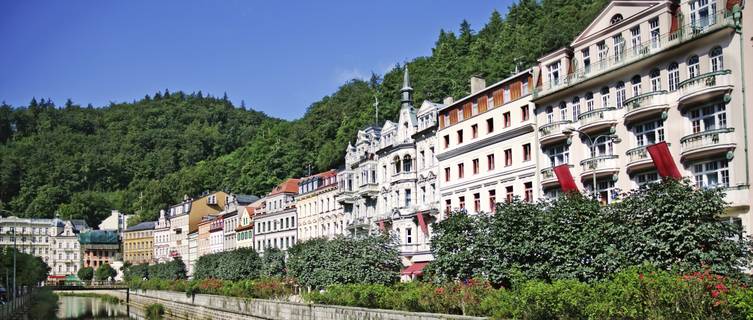 City center in Karlovy Vary, Czech Republic