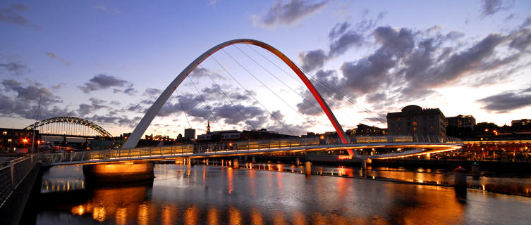 Gateshead Millenium Bridge and Newcastle Quayside