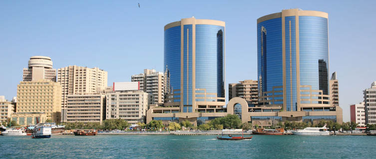 Modern skyscrapers along Dubai's creek, UAE