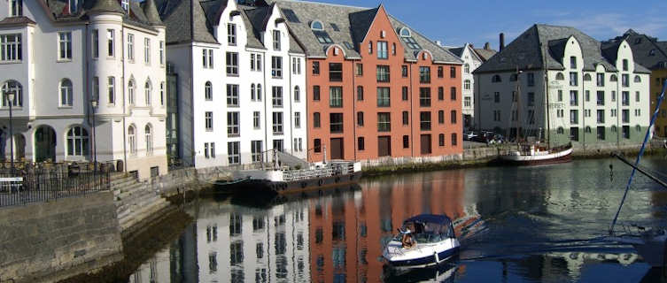 Riverside buildings in Aleseund, Norway