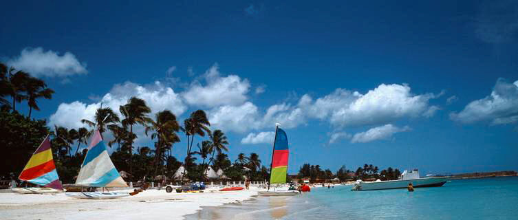 Sailboats on the beach in Antigua