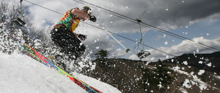 Skier in springtime, Killington